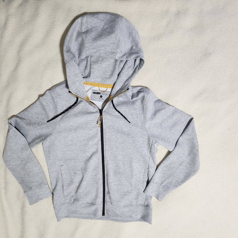 Aeropostale Zip-Up Hooded Sweater Jacket Men’s Gray SZ M